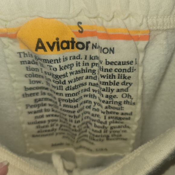 Aviator Nation Cream Joggers with Rainbow Logo Classic Small - Picture 2 of 8